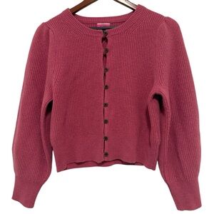 J. Crew NWT Cashmere Puff Sleeve Sweater Hip Length  Mauve/ Pink Medium